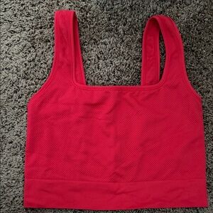 Women's Red Ribbed Crop Top Size medium all in motion sports bra